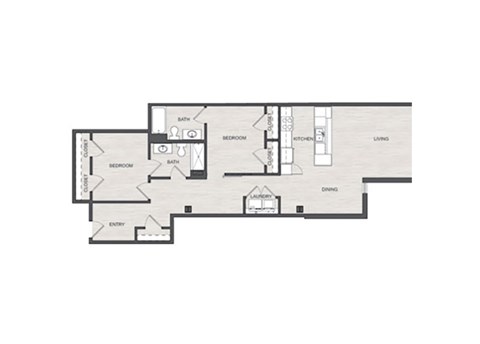 Floor plan for 2 beds, 2 baths, 1130 sqft