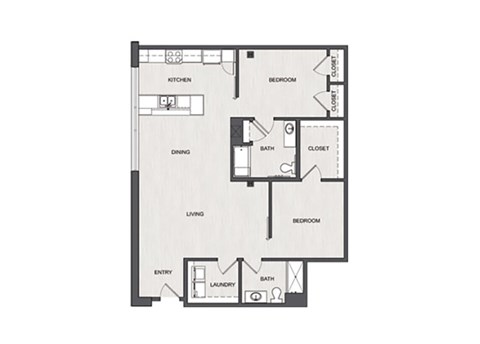 Floor plan for 2 beds, 2 baths, 1200 sqft