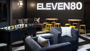 Game room with foosball and ping pong