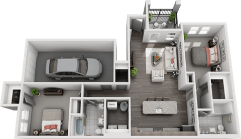 Floor plan for 2 beds, 2 baths, 1187 sqft