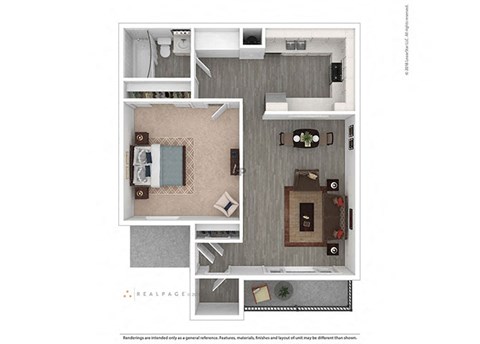 Floor plan for 1 bed, 1 bath, 808 sqft