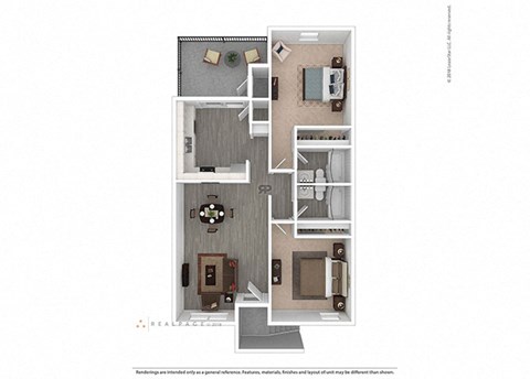 Floor plan for 2 beds, 2 baths, 1063 sqft