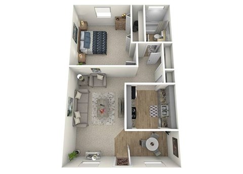 Floor plan for 1 bed, 1 bath, 650 sqft