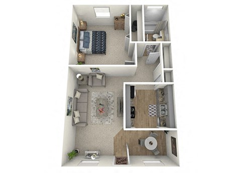 Floor plan for 1 bed, 1 bath, 650 sqft