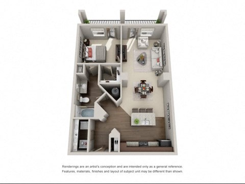 Floor plan for 1 bed, 1 bath, 900 sqft