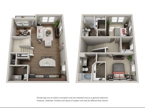 Floor plan for 2 beds, 2 baths, 1455 sqft
