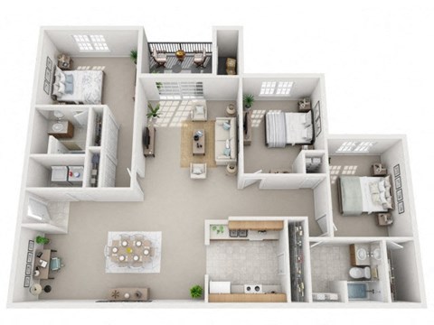 Floor plan for 3 beds, 2 baths, 1600 sqft