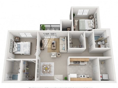 Floor plan for 2 beds, 2 baths, 1200 sqft