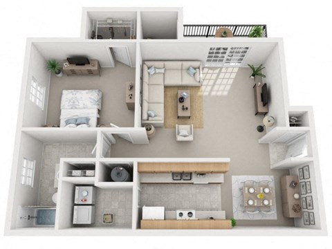 Floor plan for 1 bed, 1 bath, 825 sqft