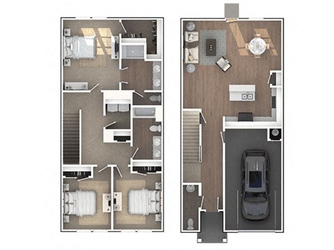 Floor plan for 3 beds, 2.5 baths, 1627 sqft