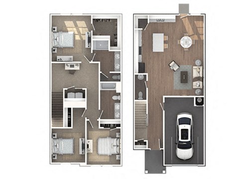Floor plan for 3 beds, 2.5 baths, 1640 sqft