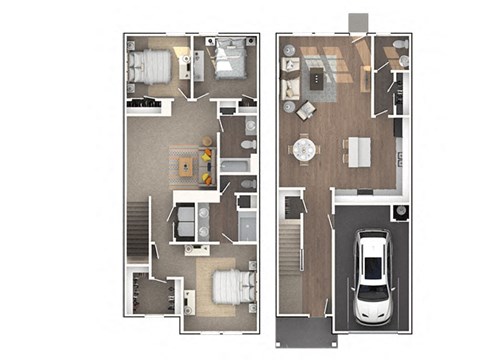 Floor plan for 3 beds, 2.5 baths, 1736 sqft