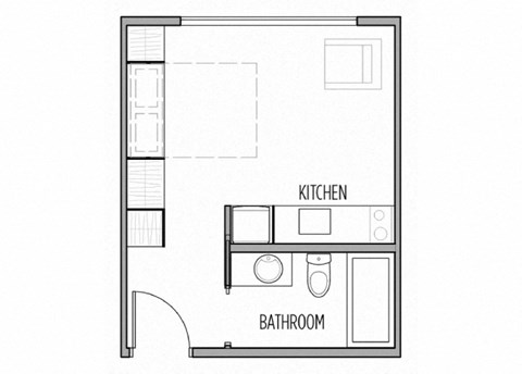 Floor plan for studio, 1 bath, 275 sqft