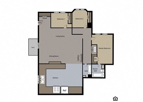 Floor plan for 3 beds, 2 baths, 1530 sqft
