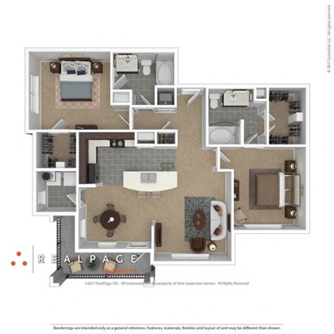 Floor plan for 2 beds, 2 baths, 1176 sqft