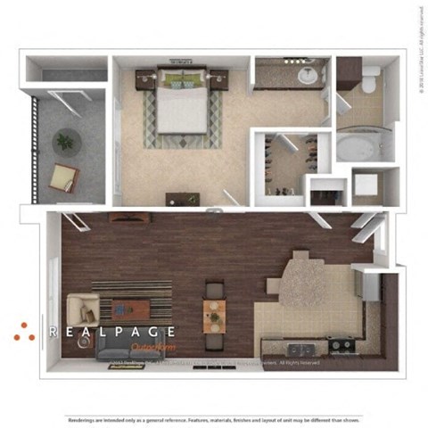 Floor plan for 1 bed, 1 bath, 784 sqft