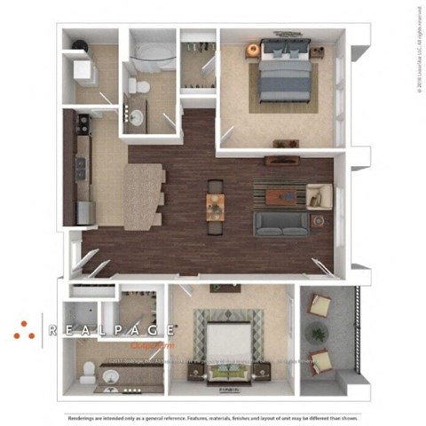 Floor plan for 2 beds, 2 baths, 1160 sqft