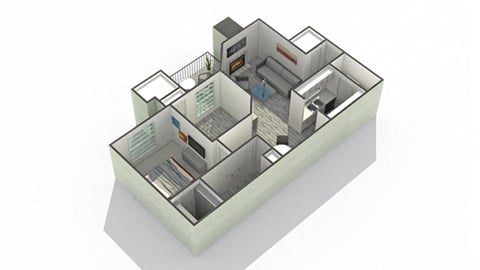 Floor plan for 1 bed, 1 bath, 810 sqft