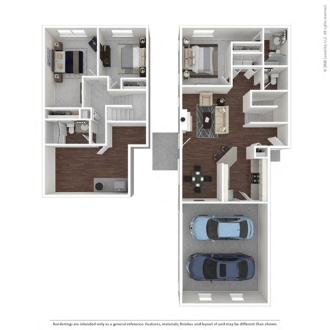 Floor plan for 3 beds, 2.5 baths, 1728 sqft