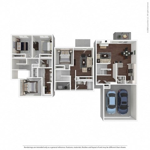 Floor plan for 4 beds, 3.5 baths, 2083 sqft