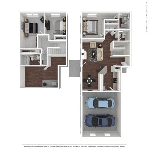 Floor plan for 3 beds, 2.5 baths, 1728 sqft