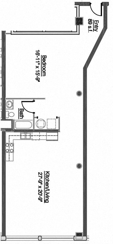 Floor plan for 1 bed, 1 bath, 1153 sqft