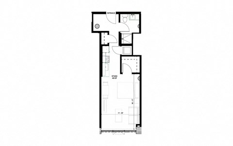 Floor plan for studio, 1 bath, 455 sqft