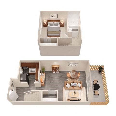 Floor plan for 1 bed, 1 bath, 676 sqft