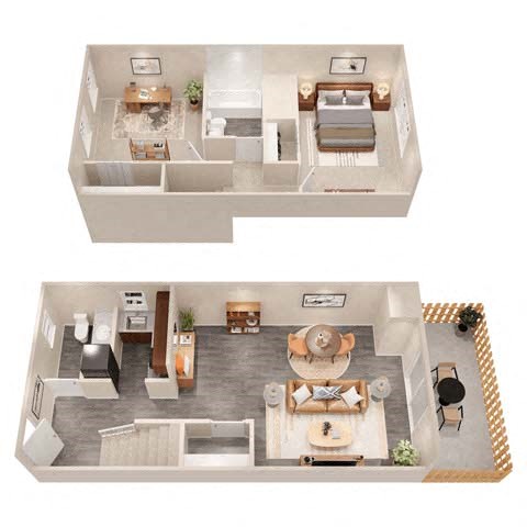 Floor plan for 2 beds, 1.5 baths, 830 sqft