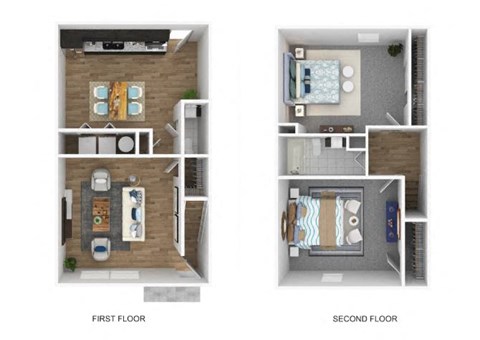 Floor plan for 2 beds, 1 bath, 1050 sqft