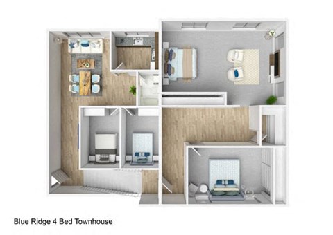 Floor plan for 4 beds, 1 bath, 1200 sqft