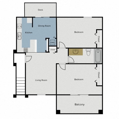 Floor plan for 2 beds, 1 bath, 800 sqft