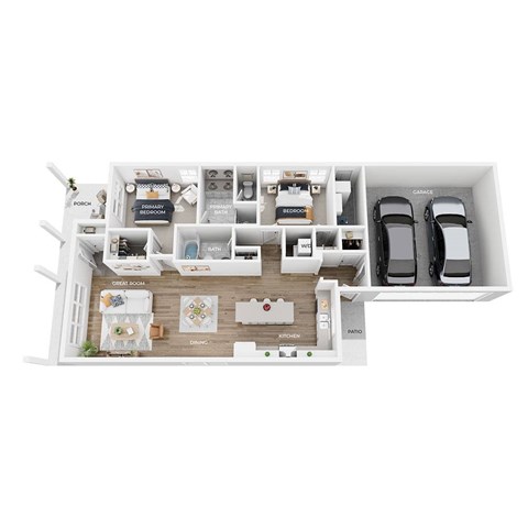 Floor plan for 2 beds, 2 baths, 1200 sqft