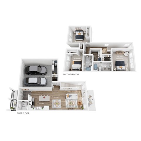 Floor plan for 3 beds, 2.5 baths, 1653 sqft