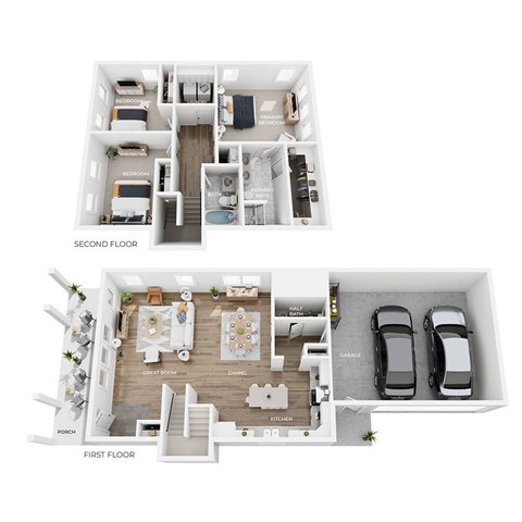 Floor plan for 3 beds, 2.5 baths, 1770 sqft