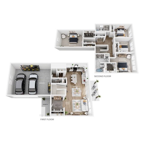 Floor plan for 4 beds, 2.5 baths, 2038 sqft