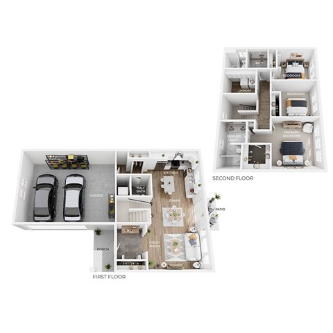 Floor plan for 3 beds, 2.5 baths, 1700 sqft