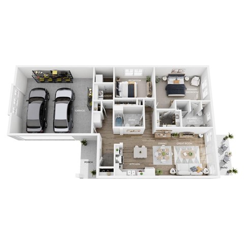 Floor plan for 2 beds, 2 baths, 1200 sqft