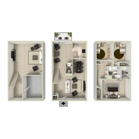 Floor plan for 3 beds, 3 baths, 1810 sqft