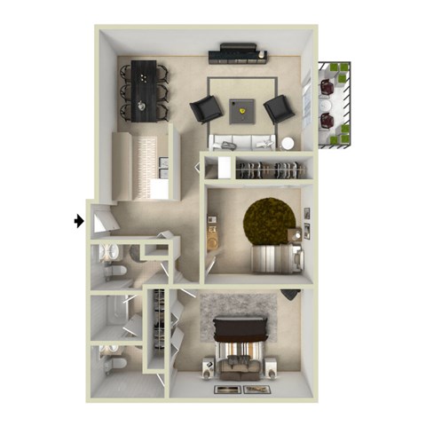 Floor plan for 2 beds, 2 baths, 928 sqft
