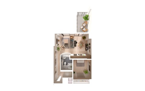 Floor plan for 1 bed, 1 bath, 710 sqft