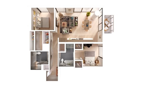 Floor plan for 2 beds, 2 baths, 1110 sqft