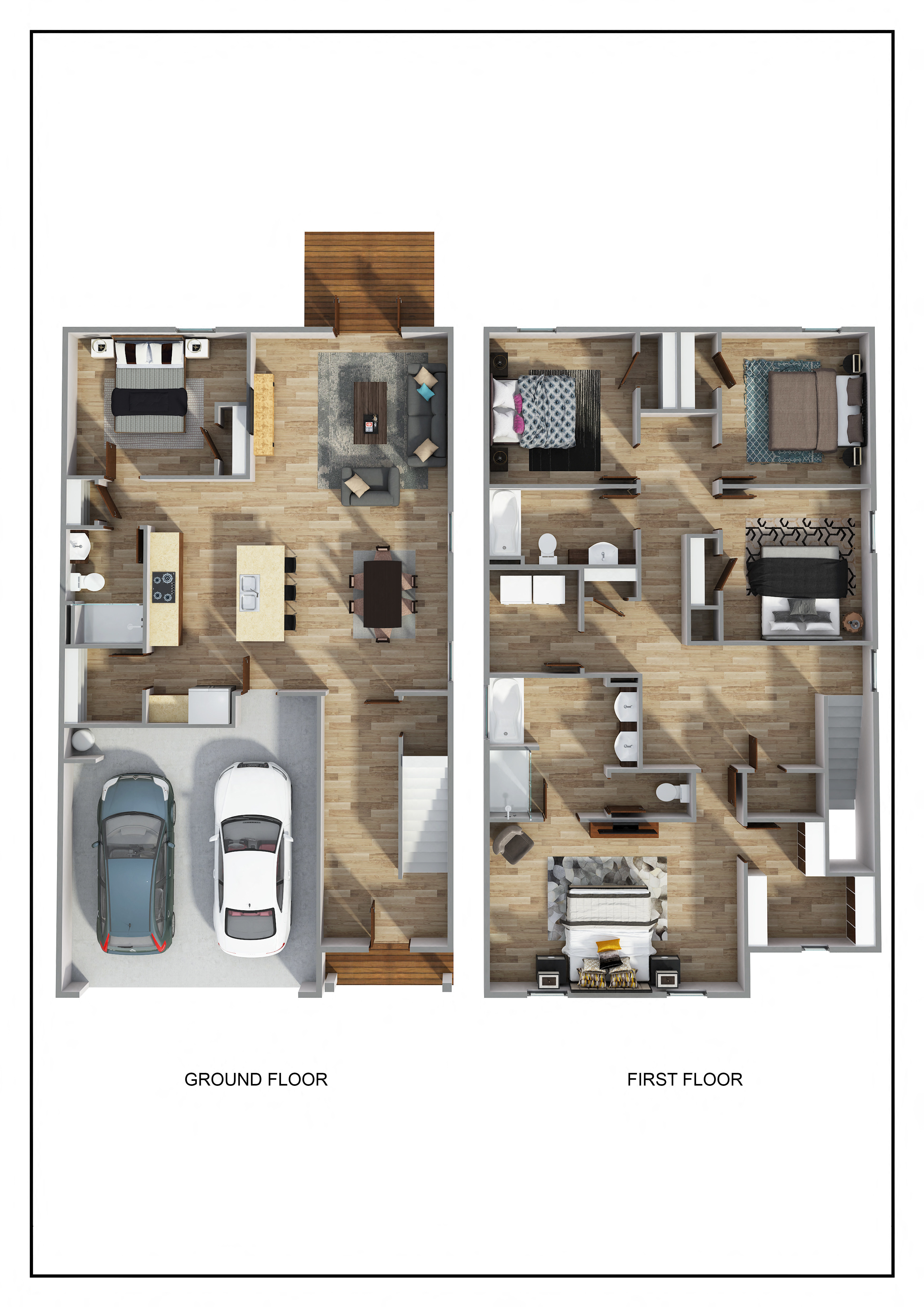 Floor plan for 5 beds, 3 baths, 2442 sqft