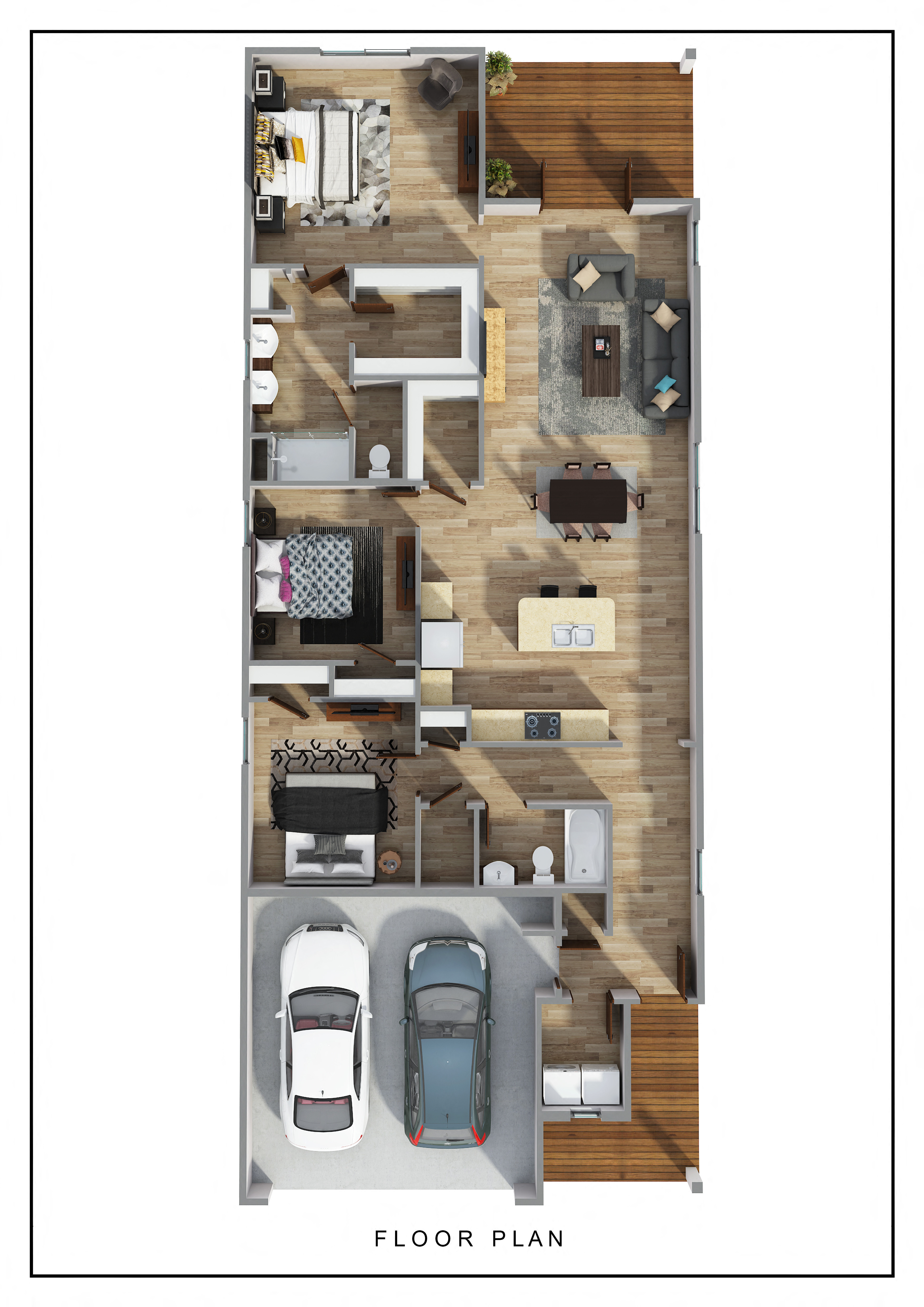 Floor plan for 3 beds, 2 baths, 1611 sqft