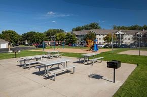 Coon Rapids apartment for rent - A playground with a slide and picnic tables.