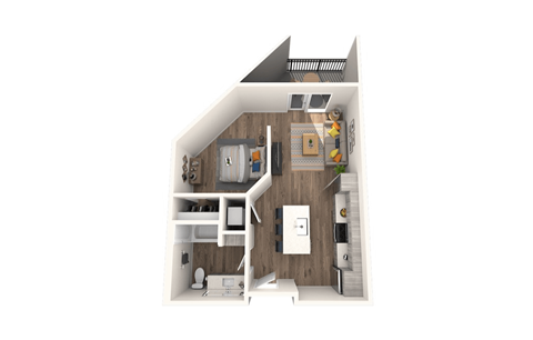 Floor plan for studio, 1 bath, 559 sqft