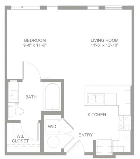 Floor plan for studio, 1 bath, 550 sqft