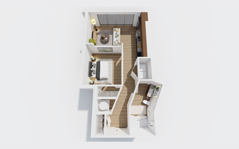 Floor plan for studio, 1 bath, 616 sqft