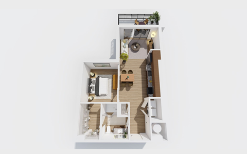 Floor plan for studio, 1 bath, 709 sqft