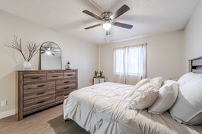 Tempe apartment for rent - Bedroom inside a Sono Tempe apartment home in Tempe, AZ with neutral finishes and natural light.